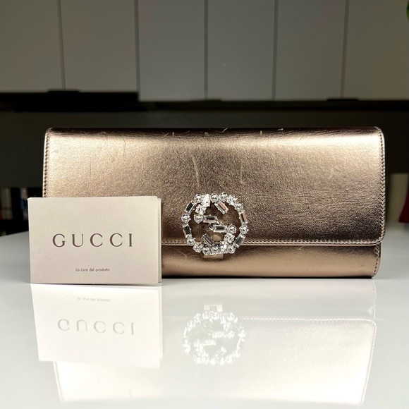 Gucci Handbags - Gucci Clutch Bag Metallic Bronze